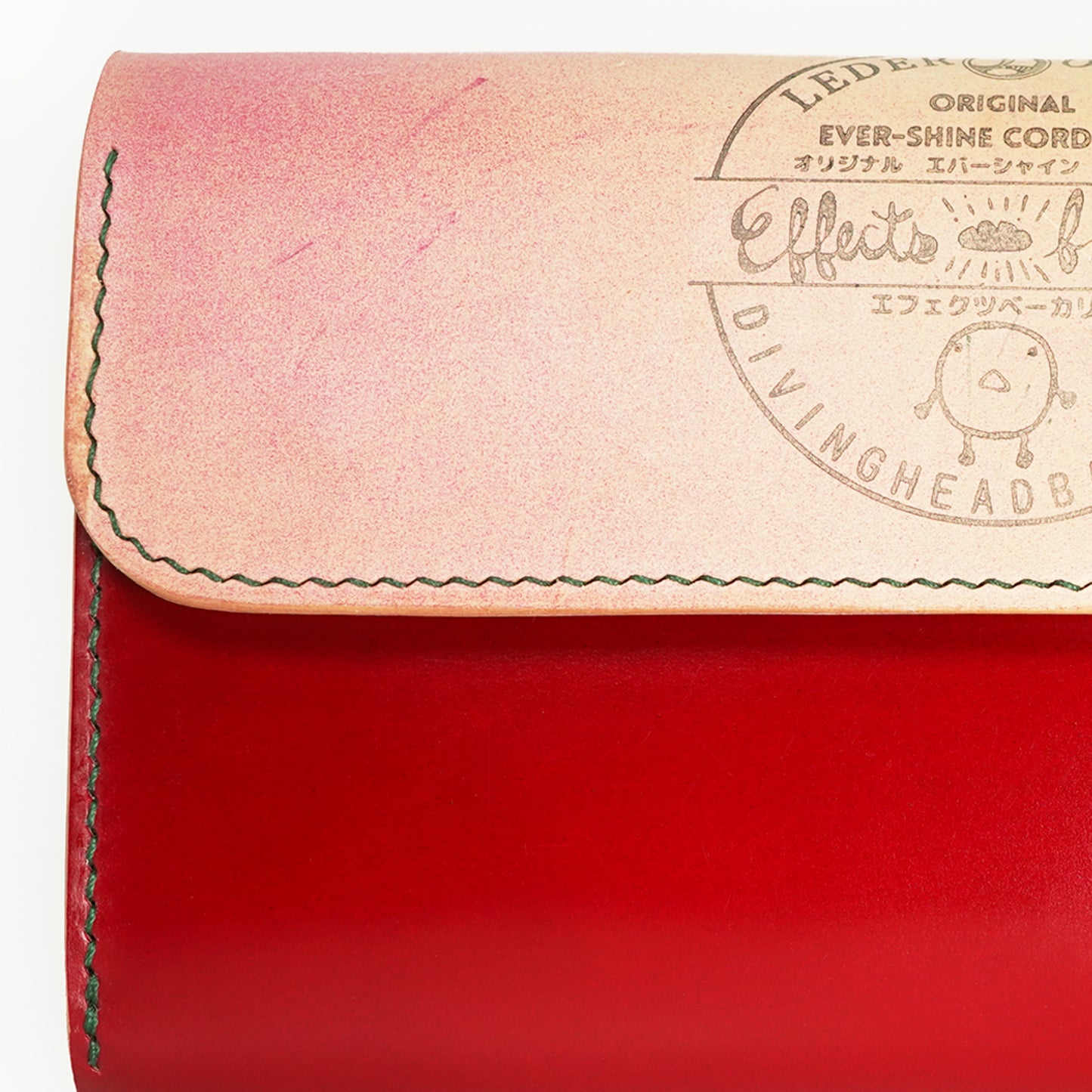 Effects Bakery ベーグル コードバントラベルウォレット210125(レッドリバース緑ステッチ)