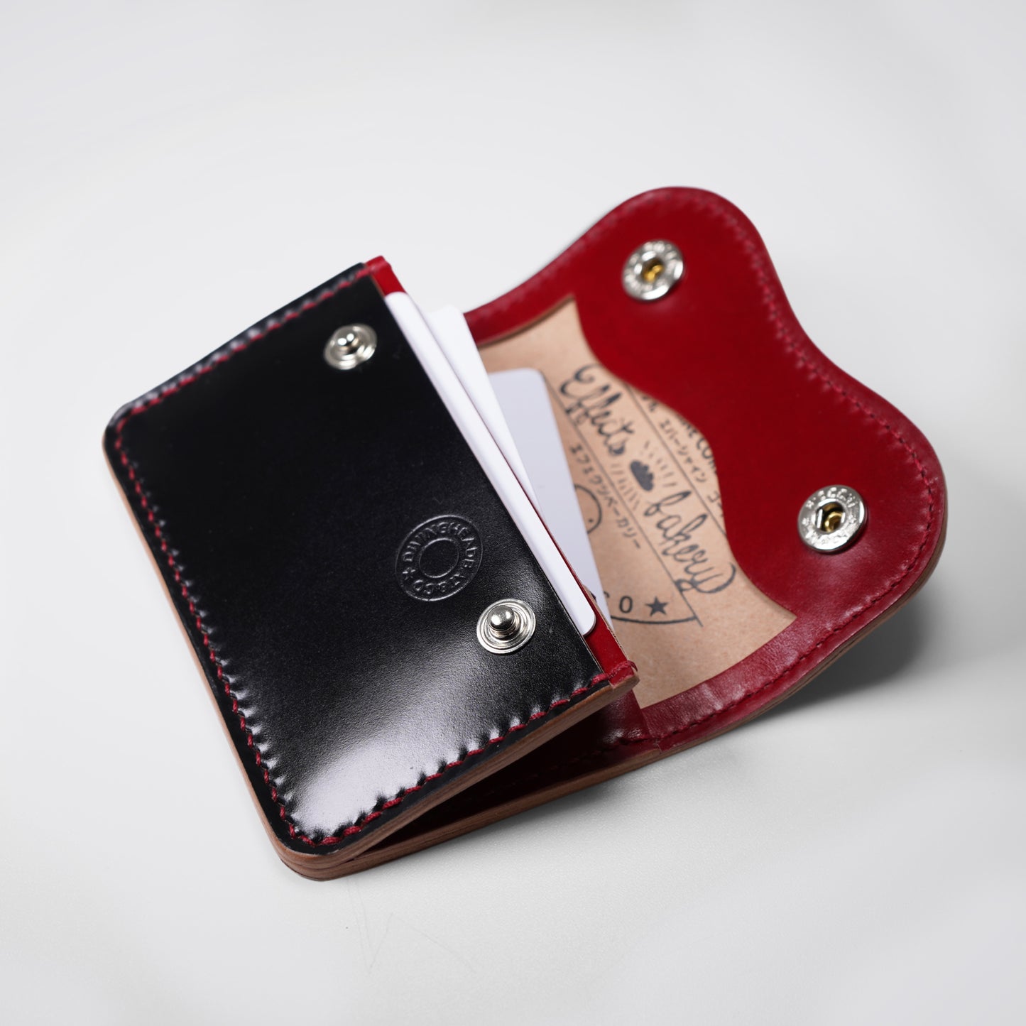 Effects Bakery ベーグル コードバンミニ財布11075(ブラック/レッド赤ステッチ)