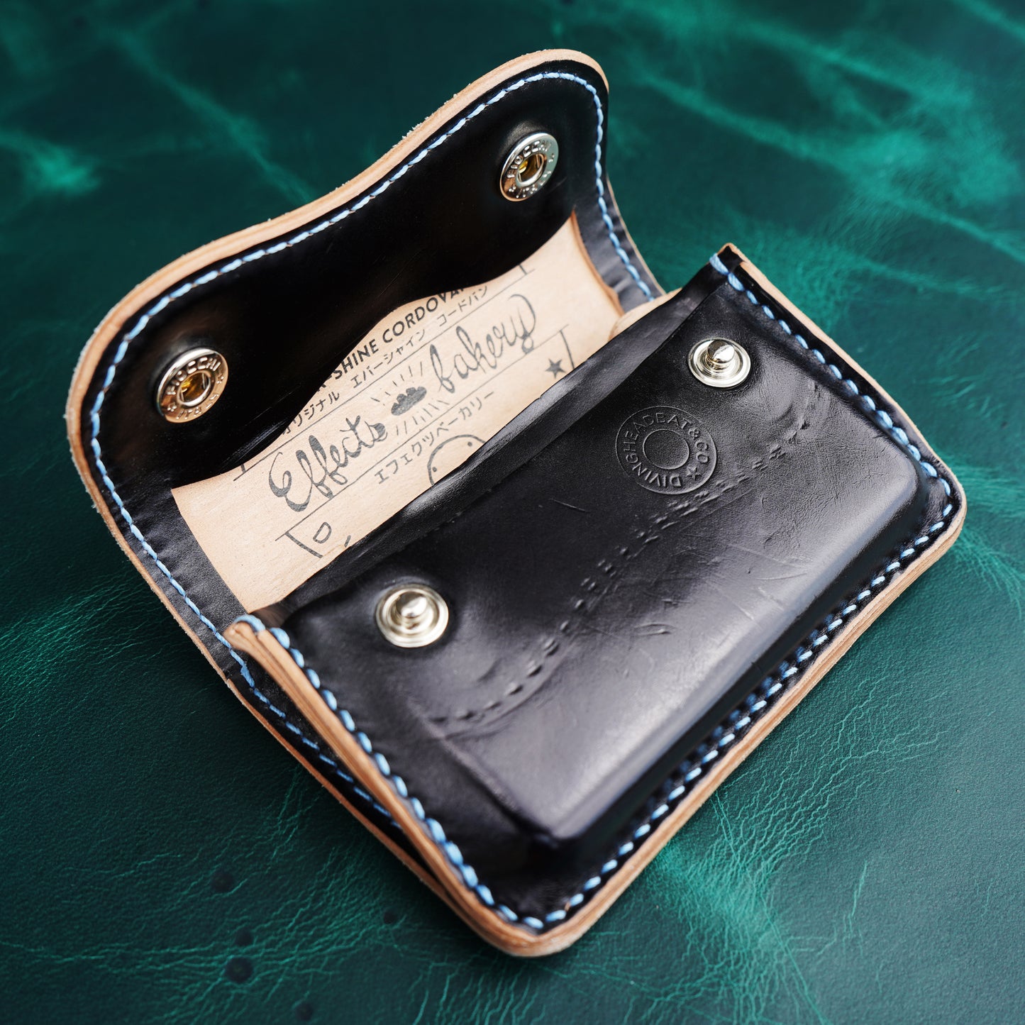 Effects Bakery ベーグル コードバンミニ財布11075(黒革リバース赤ステッチ)