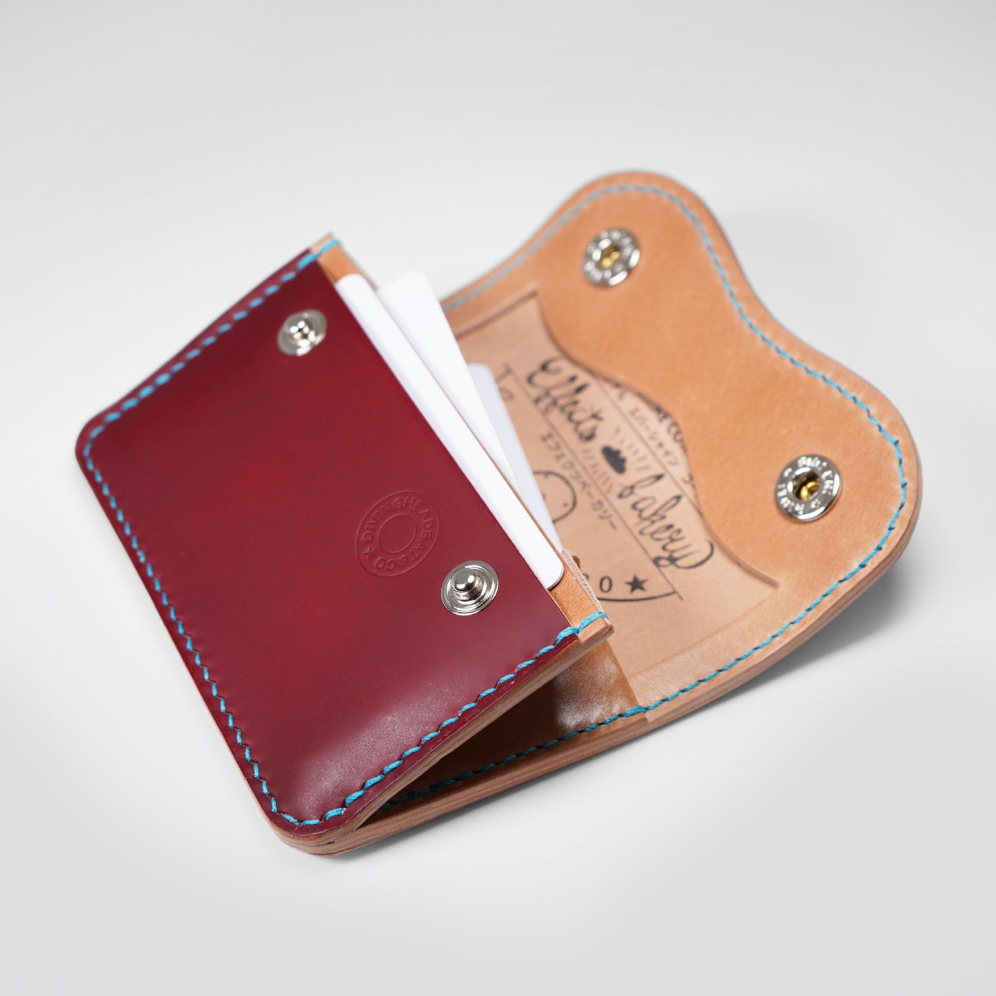 Effects Bakery ベーグル コードバンミニ財布11075(マットガーネット/ナチュラル緑ステッチ)